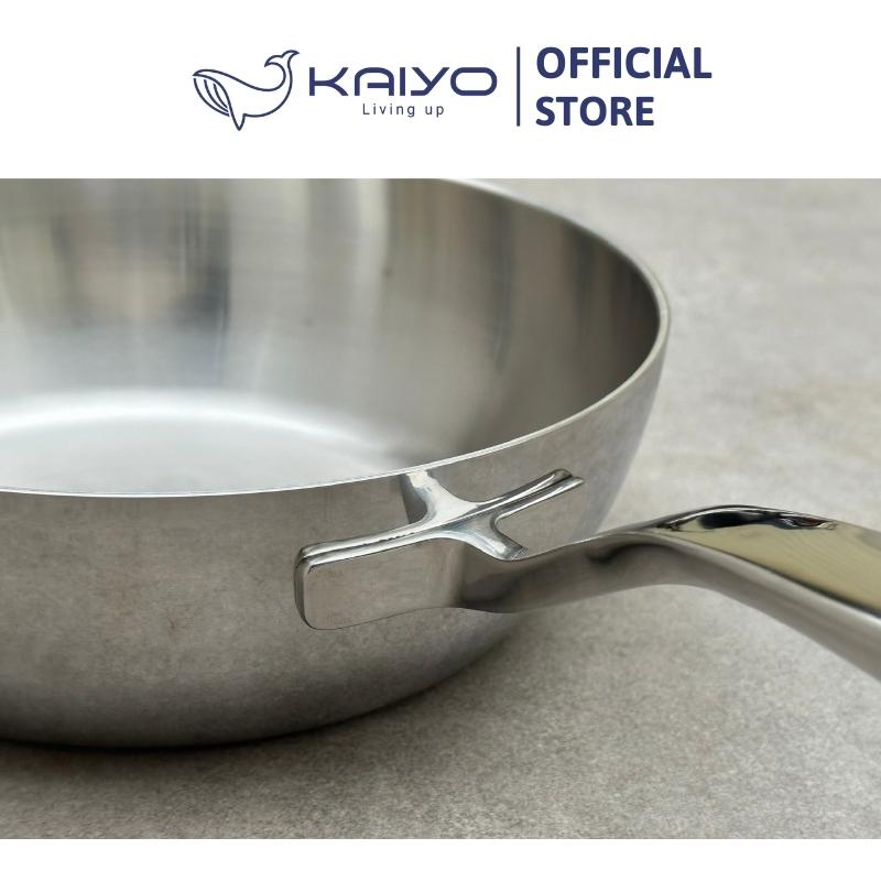 Chảo inox trơn sâu lòng thân đáy liền 3 lớp Tri-Ply Kaiyo, size 20cm