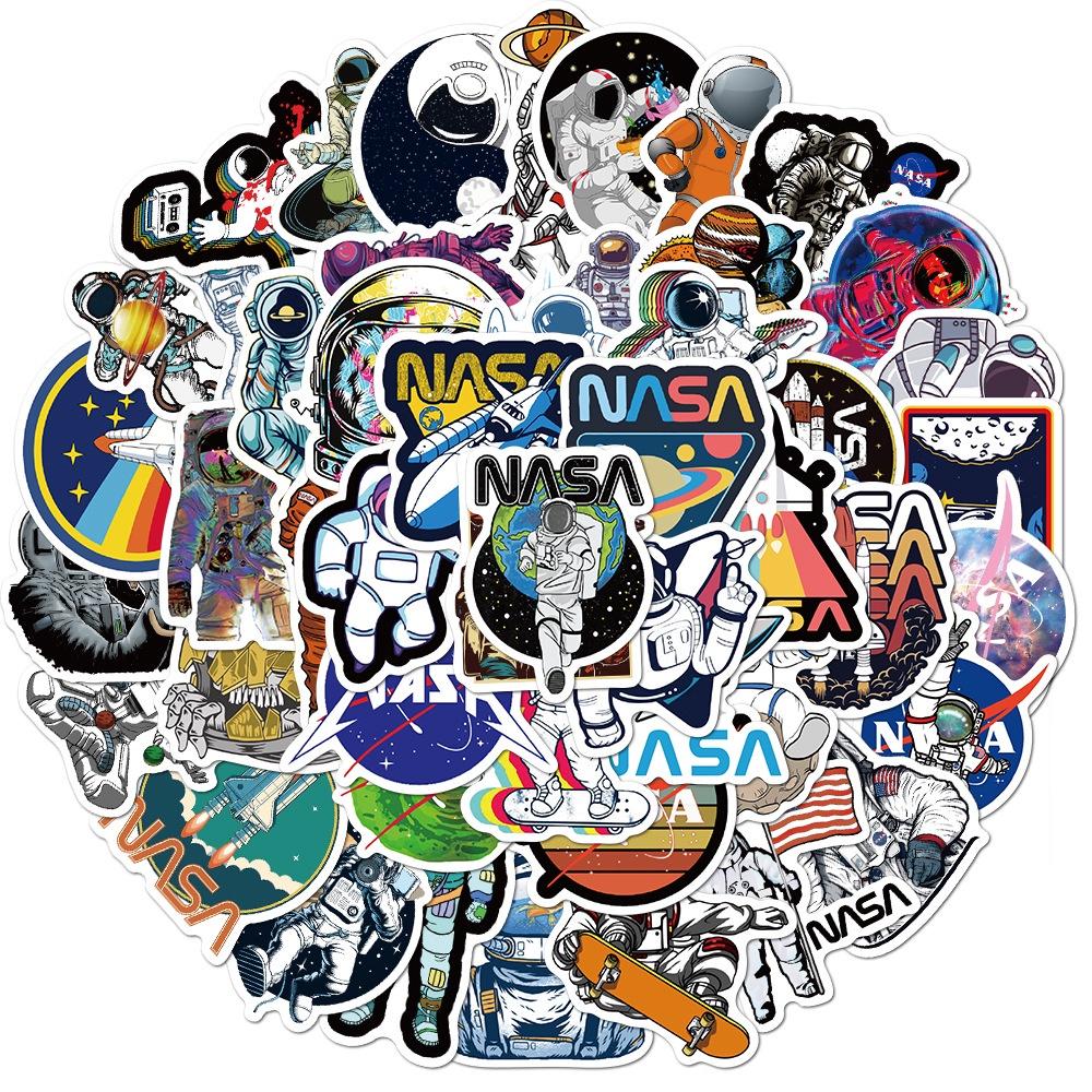 Set 50 Cái STICKER NASA Chống Thấm Nước Trang Trí Điện Thoại , Laptop , Vali Siêu Đẹp