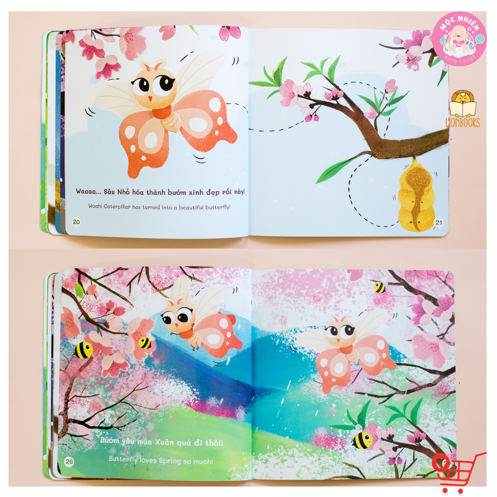 Sách Đọc To - Bộ Xuân Hạ Thu Đông 4 Cuốn cho bé Phát triển giác quan - Lionbooks