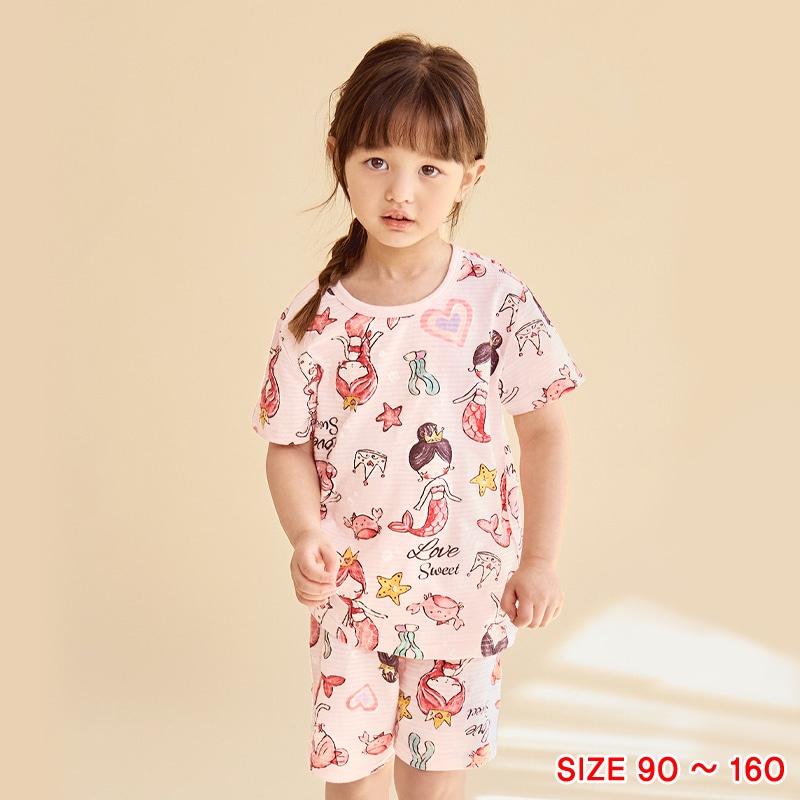 Đồ bộ quần áo thun cotton giấy cho bé trai, bé gái mặc nhà mùa hè Unifriend Hàn Quốc U2022-8. Size đại 5, 6, 8, 10 tuổi