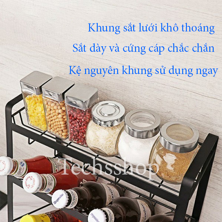 Kệ Gia Vị Để Bàn Bằng Thép Nhiều Tầng Và Nghiêng 45 Độ Với Khung Cứng Chắc Chắn Trong Nhà Bếp