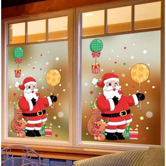 Decal trang trí Noel Hít Tĩnh Điện 2 mặt - ÔNG GIÀ NOEL SIZE LỚN 2 MẪU CHỌN LỰA