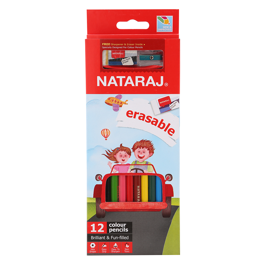 Bút Chì Màu Dài Nataraj 401942 - 12 Màu Erasable