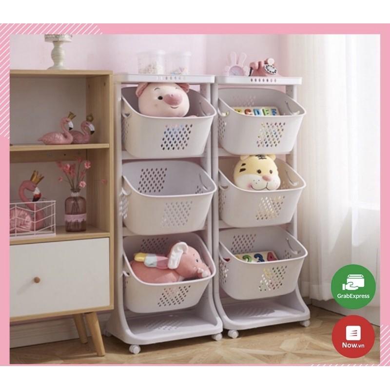 Kệ nhựa cao cấp 3 tầng đa năng có bánh xe đựng đồ cho bé, đồ nhà tắm, đồ máy giặt.