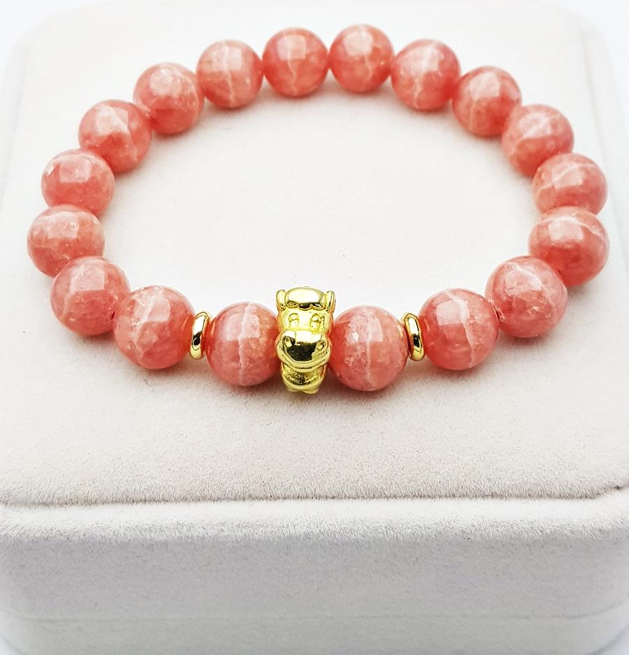 Vòng Tay Đá Đào Hoa Rhodochrosite Tuổi Ngọ 10mm