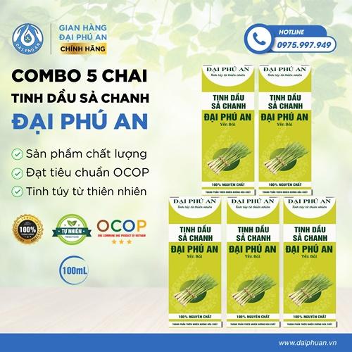5 CHAI TINH DẦU SẢ CHANH NGUYÊN CHẤT - Một sản phẩm của ĐẠI PHÚ AN