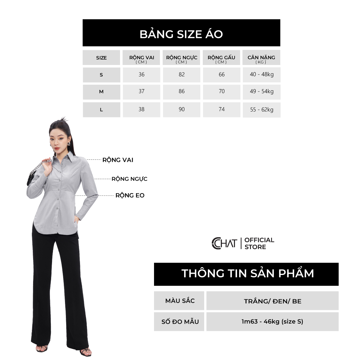 Áo Sơ Mi Nữ  Kiểu Bổ Ngực Nhún Thân Sau Chất Thô Cao Cấp 53FDT2014OT