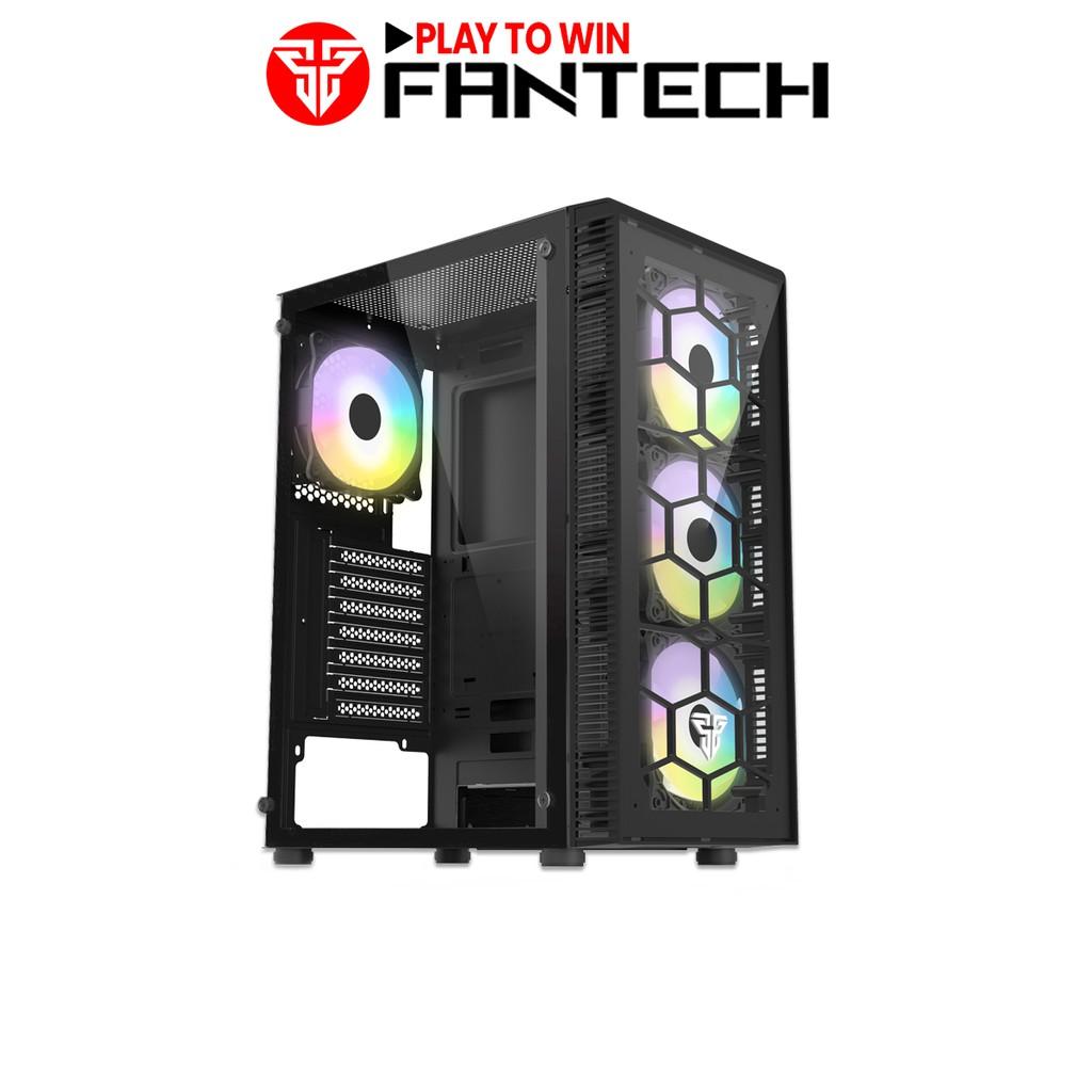 Vỏ Case Máy Tính Mặt Bên Kính Cường Lực FANTECH CG73 HEXA Tặng Kèm 4 Quạt LED RGB - Hàng chính hãng