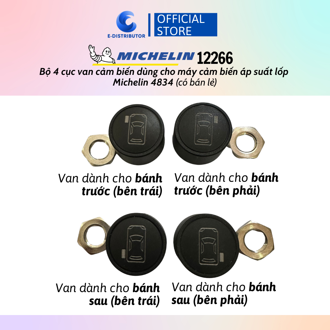 Bộ 4 van cảm biến máy cảm biến áp suất lốp ô tô Michelin 4834 - Hàng chính hãng