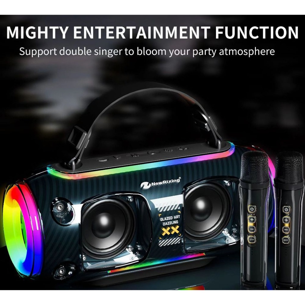 Loa Karaoke Bluetooth Nr-8806W 30W Kèm 2 Micro Đèn Led Rgb Đổi Màu, Âm Bass Mạnh Mẽ Cực Hay