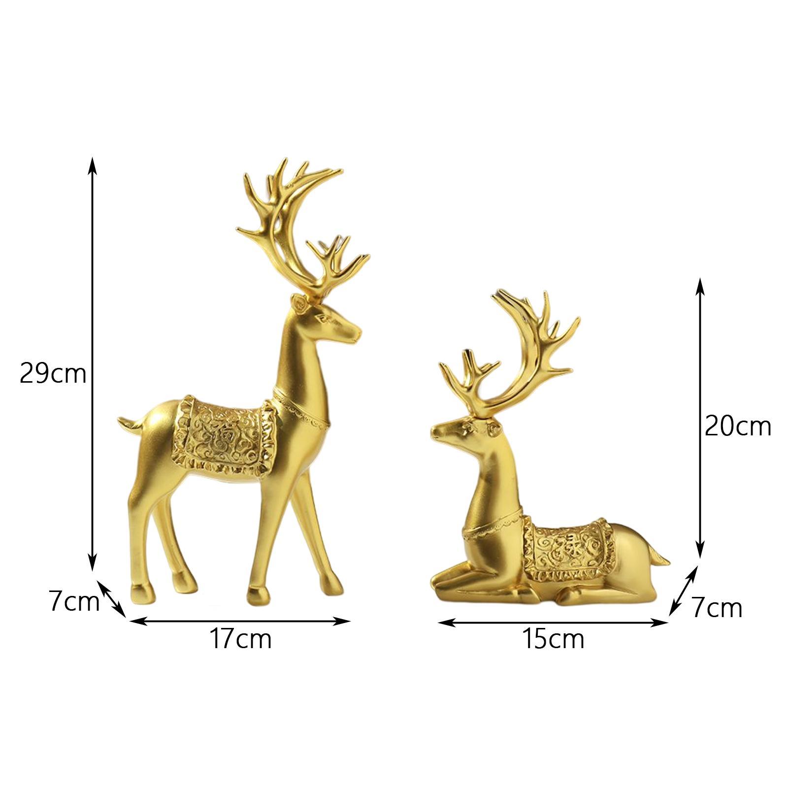 2Pcs Reindeer Figurines Animal Ornament Deer Statues for Bookcase Decoration