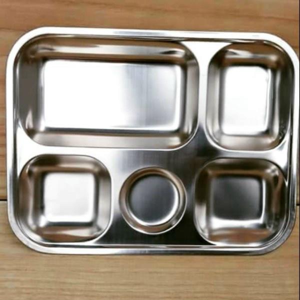 Khay cơm inox 304 có 5 ngăn loại dày đựng thức ăn