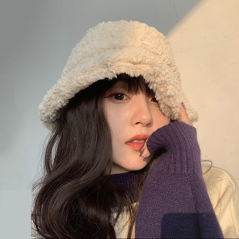 ￼Mũ Bucket Lông Cừu, Nón len phong cách Hàn Quốc dành cho bạn Nữ Xinh Đẹp