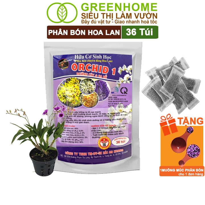 Phân Bón Lan Greenhome, Bao 36 Túi Lưới, Tan Chậm, Không Mùi Hôi, Dưỡng Lan Ra Rễ, Xanh Tốt, Dùng Tốt Cho Sen Đá, Kiểng