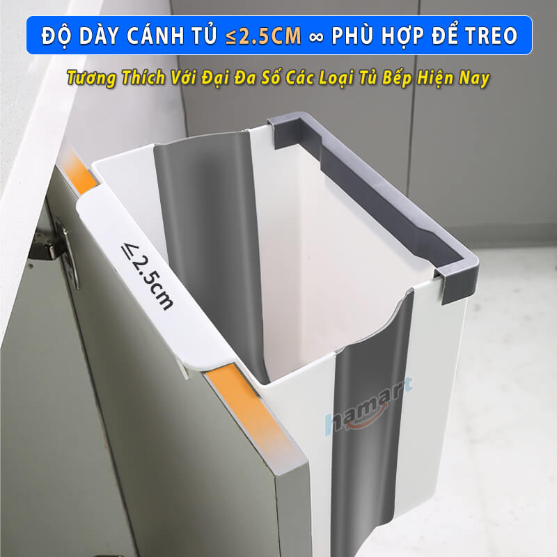 Thùng Rác Treo Tủ Bếp Gấp Gọn 10 Lít Cỡ Lớn 2 Màu Tuỳ Chọn Chất Lượng Cao TẶNG 20 TÚI RÁC