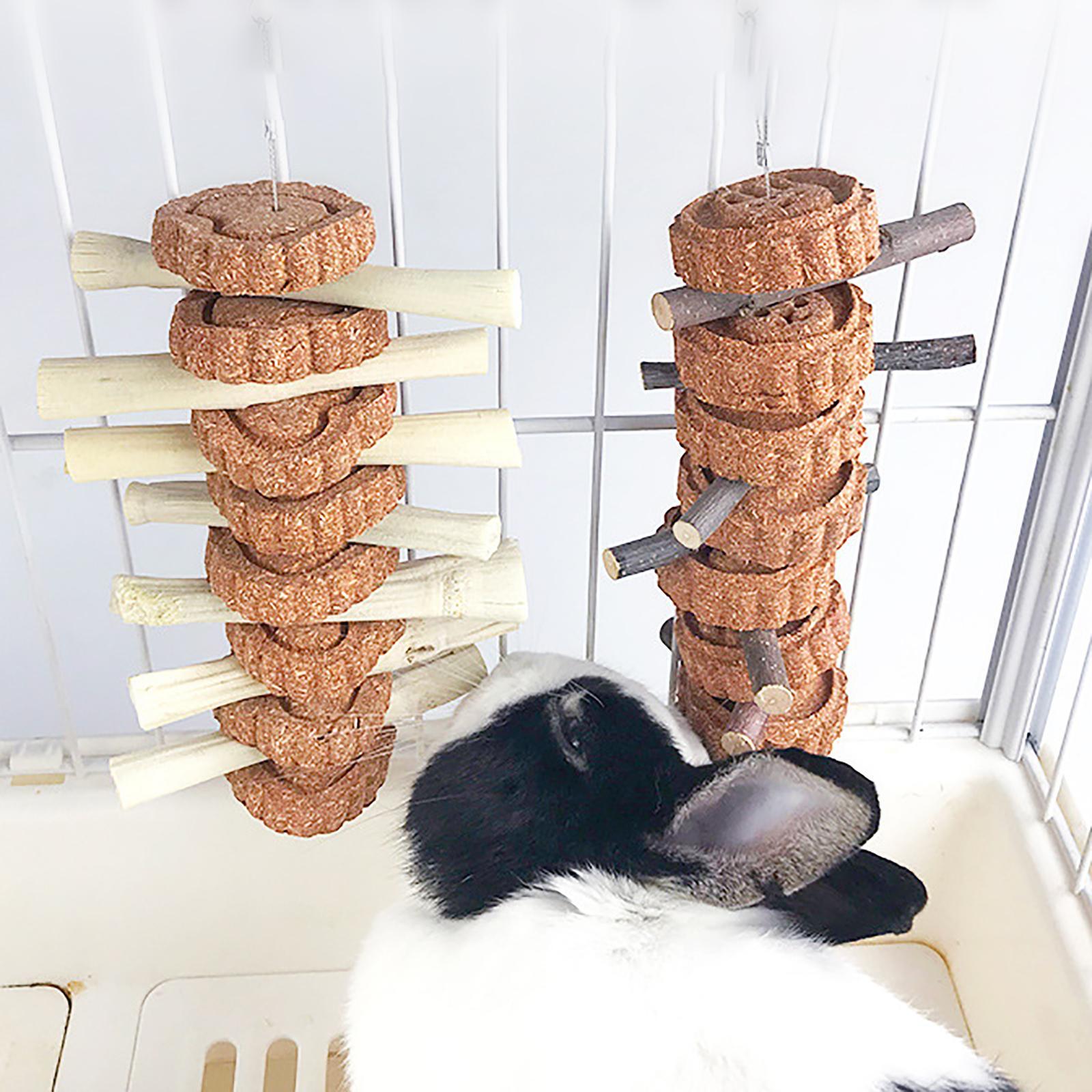 Bunny Chew Toys, Natural Wood Sticks Guinea Pigs Hamsters Toys Cage Accessories for Small Pets Chewing and Playing & Teething Teeth Care