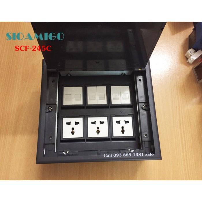 Hộp ổ cắm điện âm sàn nâng Sinoamigo SCF-245C, lắp 9-12 modules - Hàng chính hãng