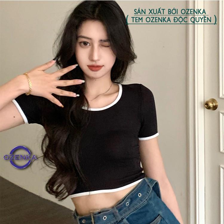 Áo croptop nữ cổ vuông, áo croptop ôm tay ngắn sexy thun gân 100% cotton nhiều màu hàng đẹp