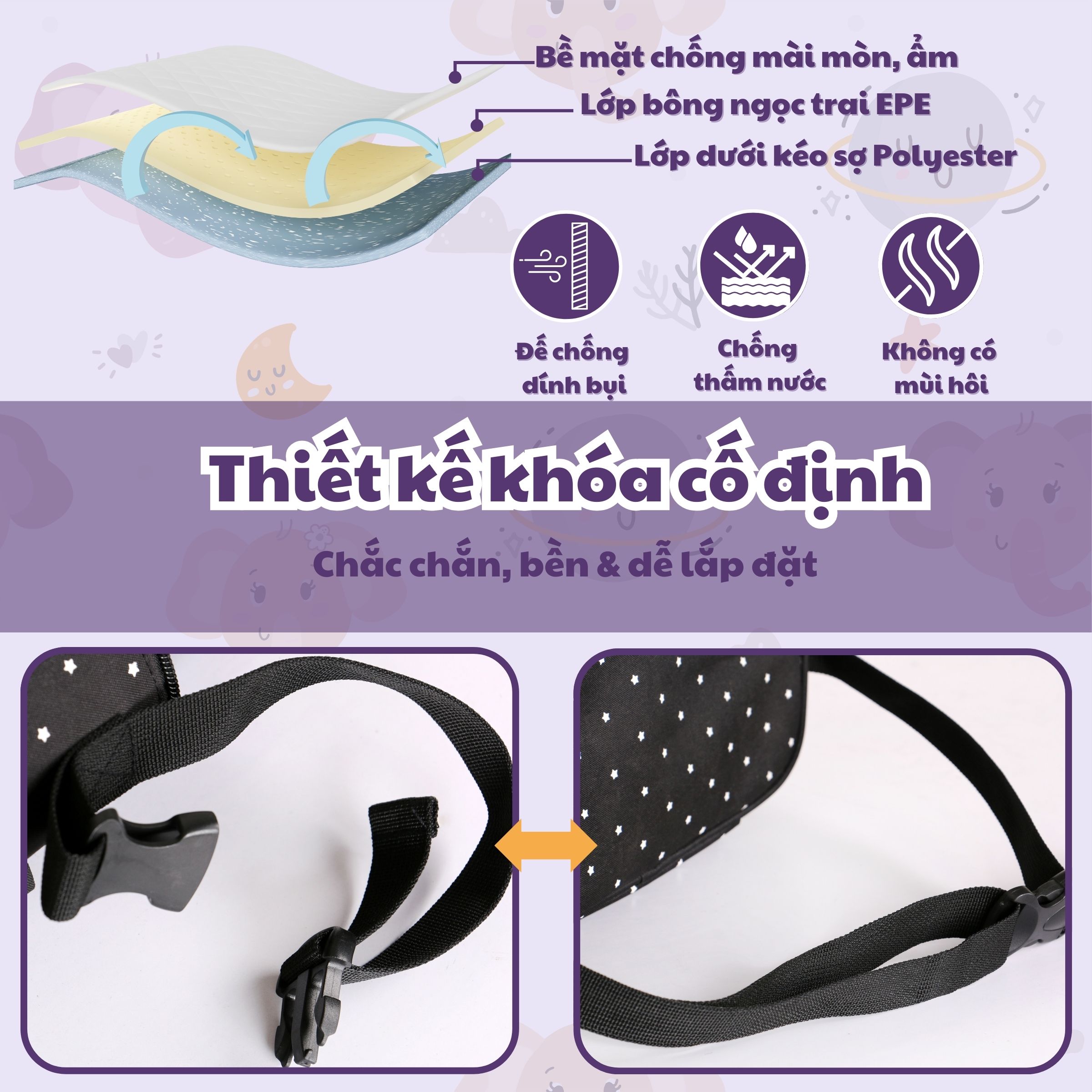 Túi treo xe đẩy/ túi đựng đồ Miracle Baby cho bé họa tiết ngôi sao đa di năng, tiện ích