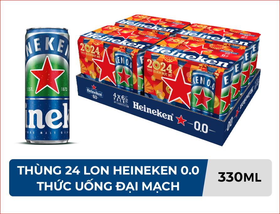 Thùng 24 Lon Thức Uống Đại Mạch Heineken 0.0 330ml