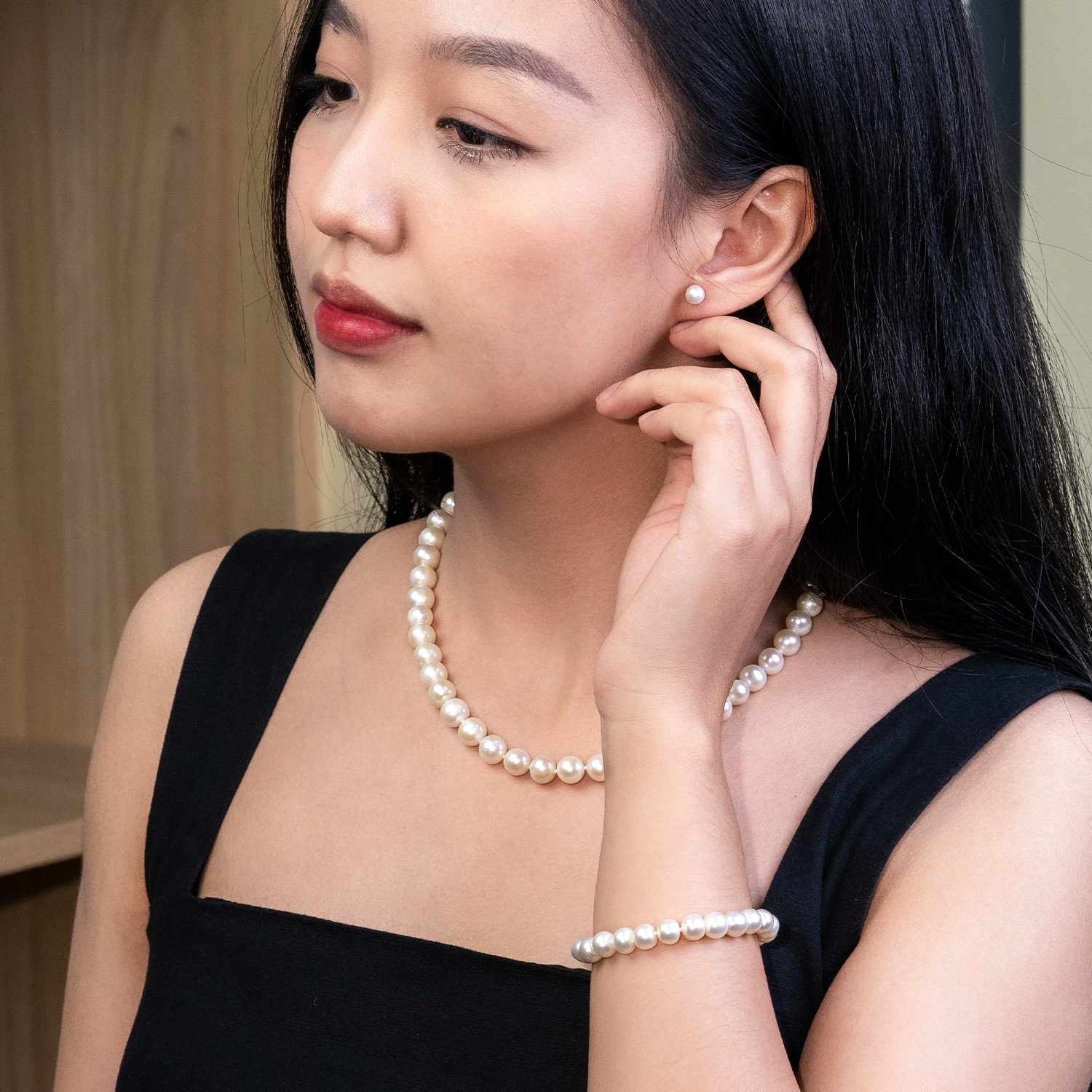 Bộ Trang Sức Ngọc Trai Trắng Gồm Dây Chuyền Và Lắc Tay Cổ Điển - BODB1336 - Bảo Ngọc Jewelry