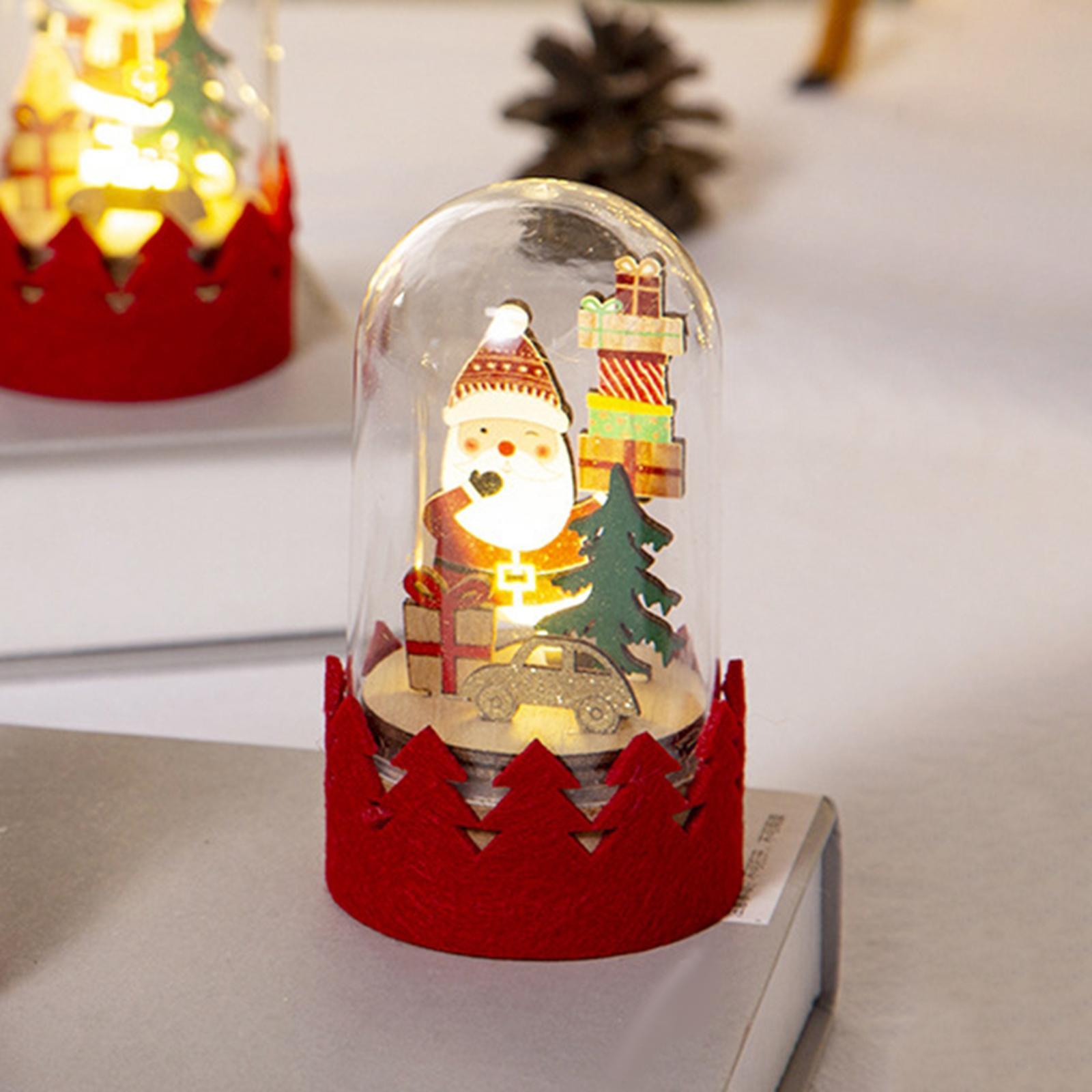 Christmas Lantern Lamp Night Light Ornament for Table Living Room Decor Santa