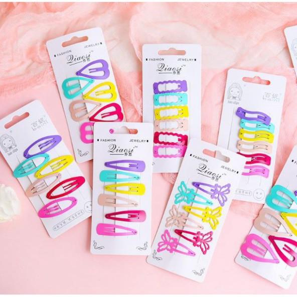 Set 6 kẹp tóc bấm màu trơn