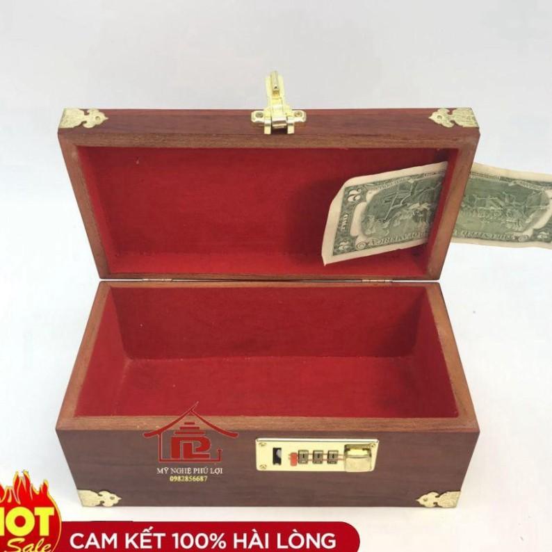 Hộp đựng tiền tiết kiệm trạm mã đáo thành công gỗ hương