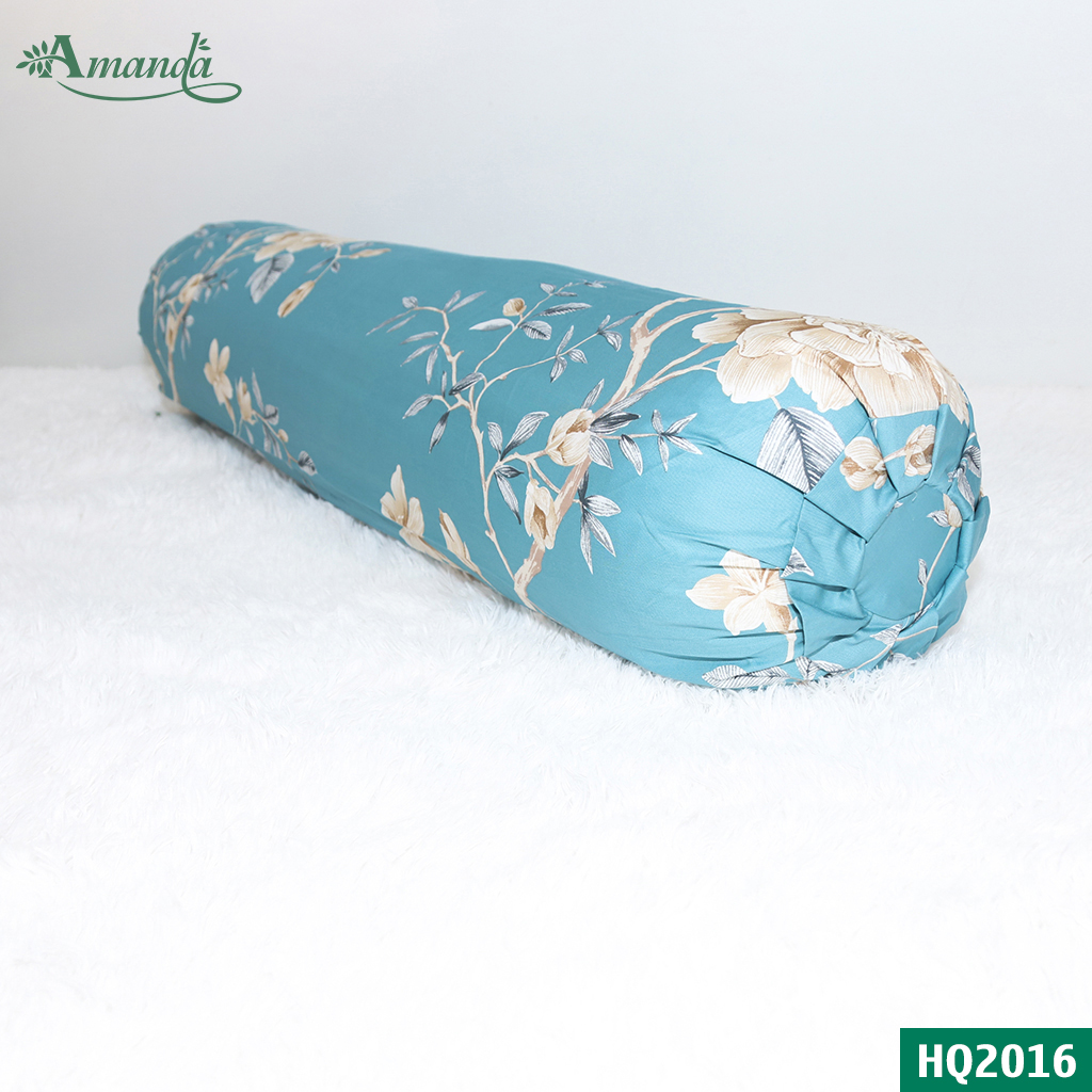 Vỏ gối ôm 35*105cm Amanda HQ2016, chất liệu cotton lụa satin Hàn Quốc họa tiết được in bằng công nghệ hiện đại