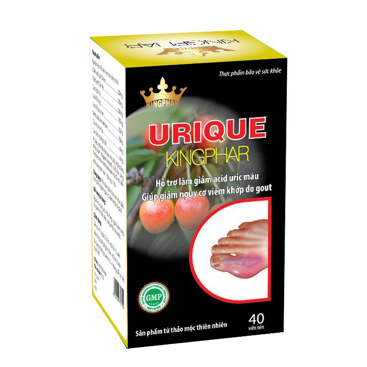 Viên Gout URIQUE Kingphar - Hỗ TRợ Làm Giảm Acid Uric Máu ,Giúp Giảm Nguy Cơ Viêm Khớp Do Gout