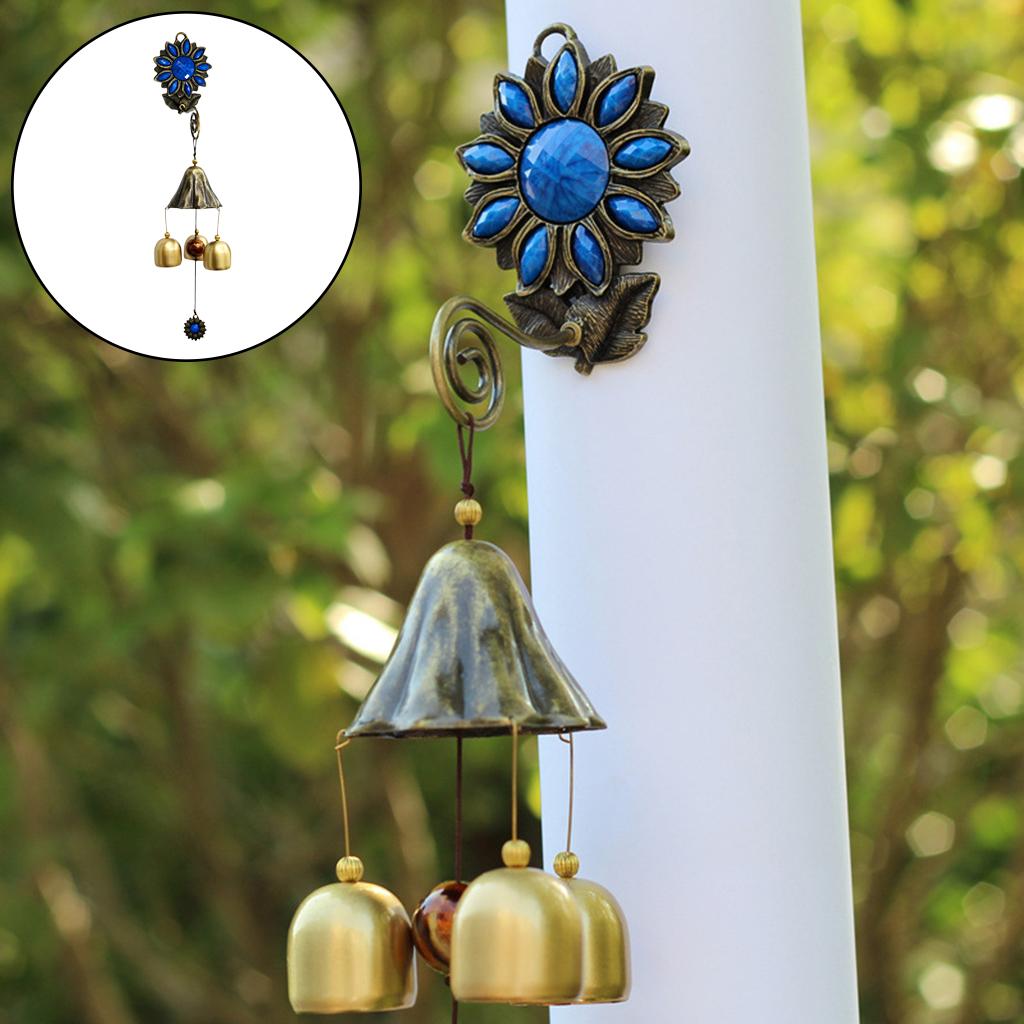 Crystal Sunflower Wind Chime Garden Ornaments Brass Bell Windchimes