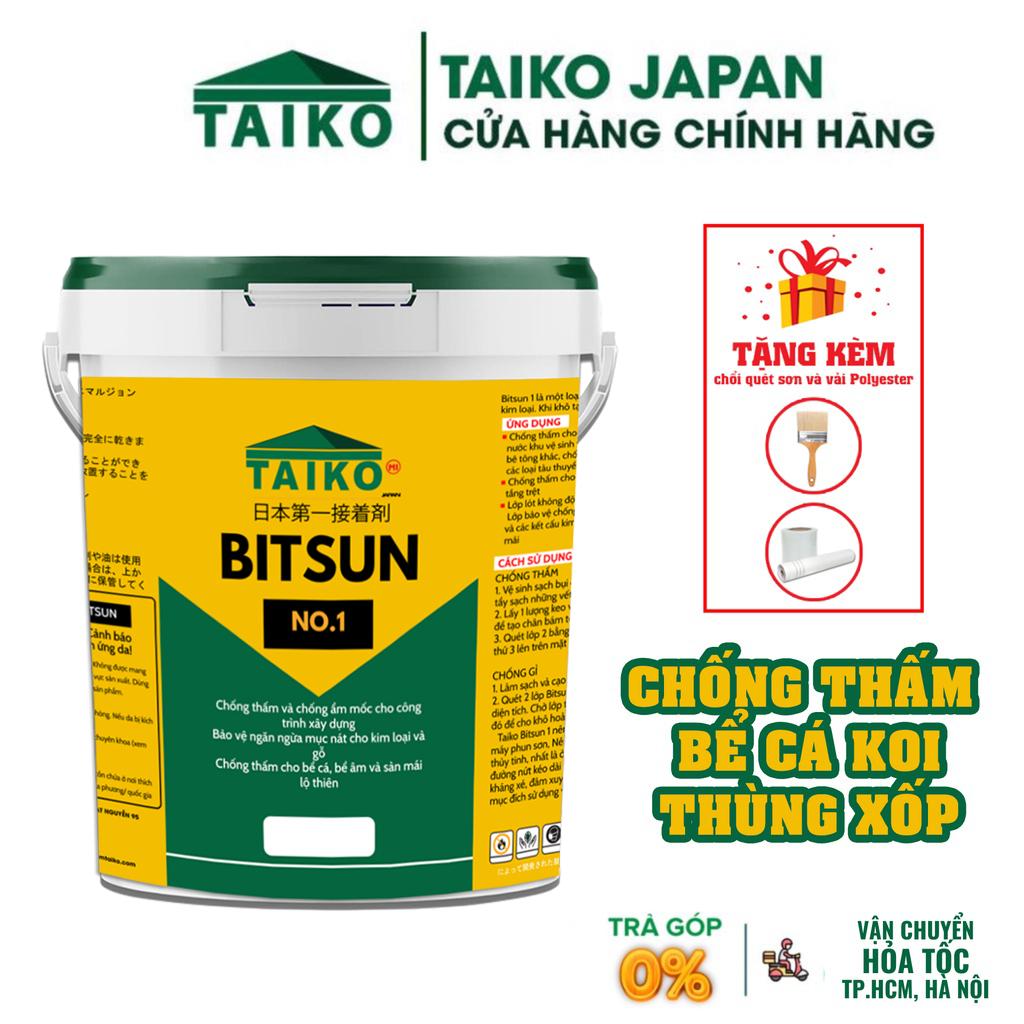 Thùng 1 Kg Sơn Chống Thấm Đa Năng Gốc Bitum TAIKO BITSUN - Keo Sơn Chống Thấm Bể Cá Koi, Sàn Mái Nhà, Móng Nhà, Bể Âm