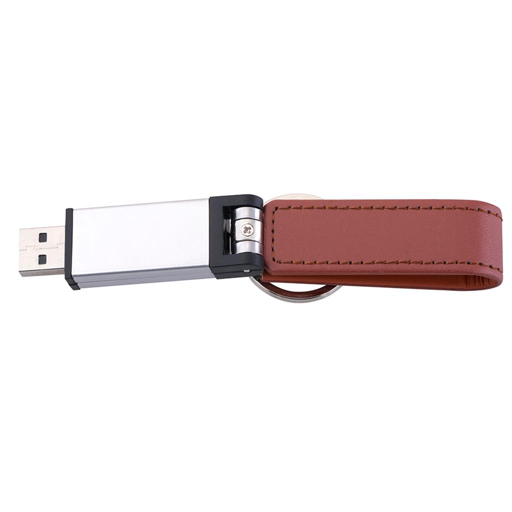USB Flash Drive Mini USB 2.0 Key Chain PU Leather USB Stick Drive Brown