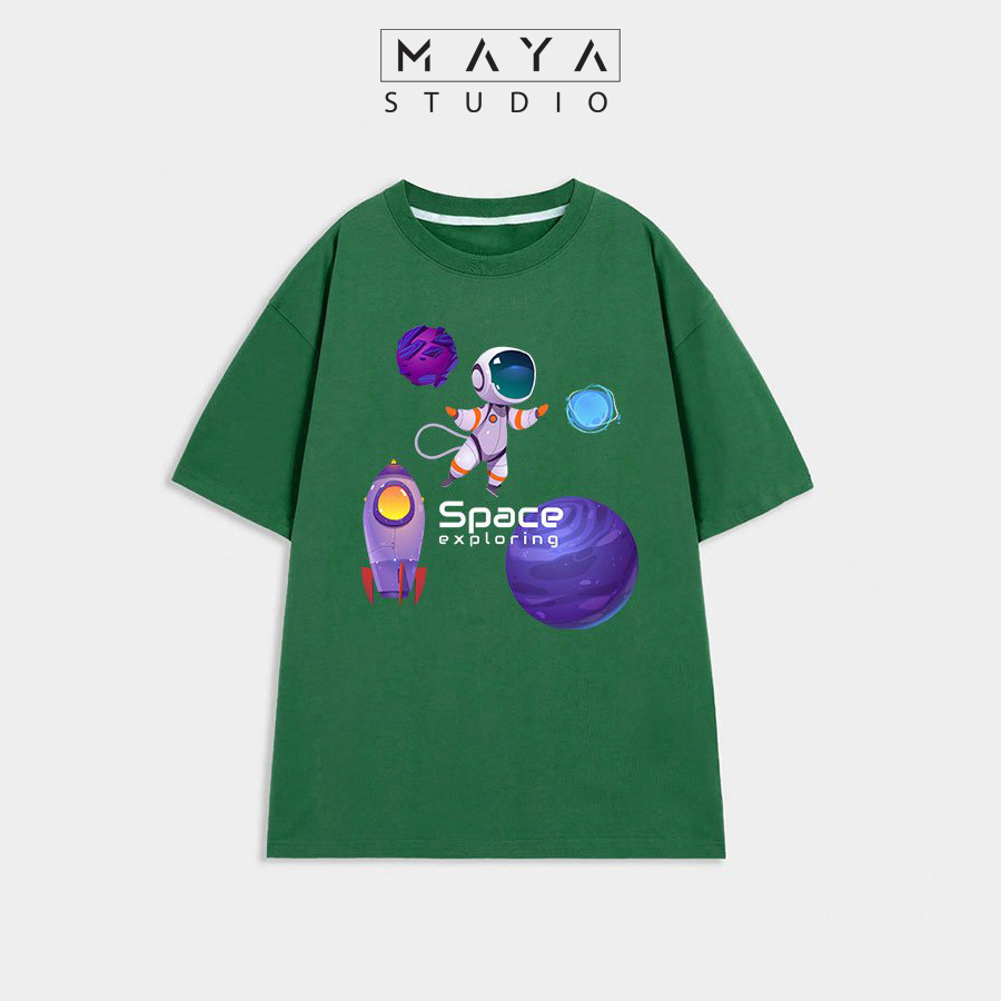 Áo thun Oversize MAYA SPACE form rộng tay lỡ cổ tròn unisex phong cách năng động trẻ trung cá tính