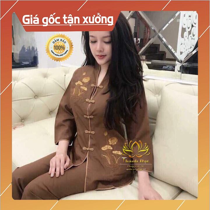 Quần Áo Đi Chùa Cổ Tàu Thêu Sen Chất Vải Kate Mịn Đẹp, Mặc Vô Cùng Thoáng Mát, Thoải Mái, Trẻ Trung Kín Đáo