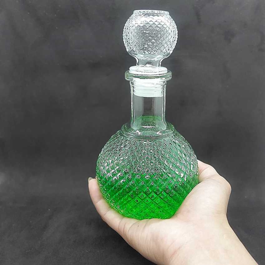Chai Đựng Rượu Thủy Tinh cao cấp mẫu bầu tròn giác kim cương – Vỏ Chai Rượu Đẹp