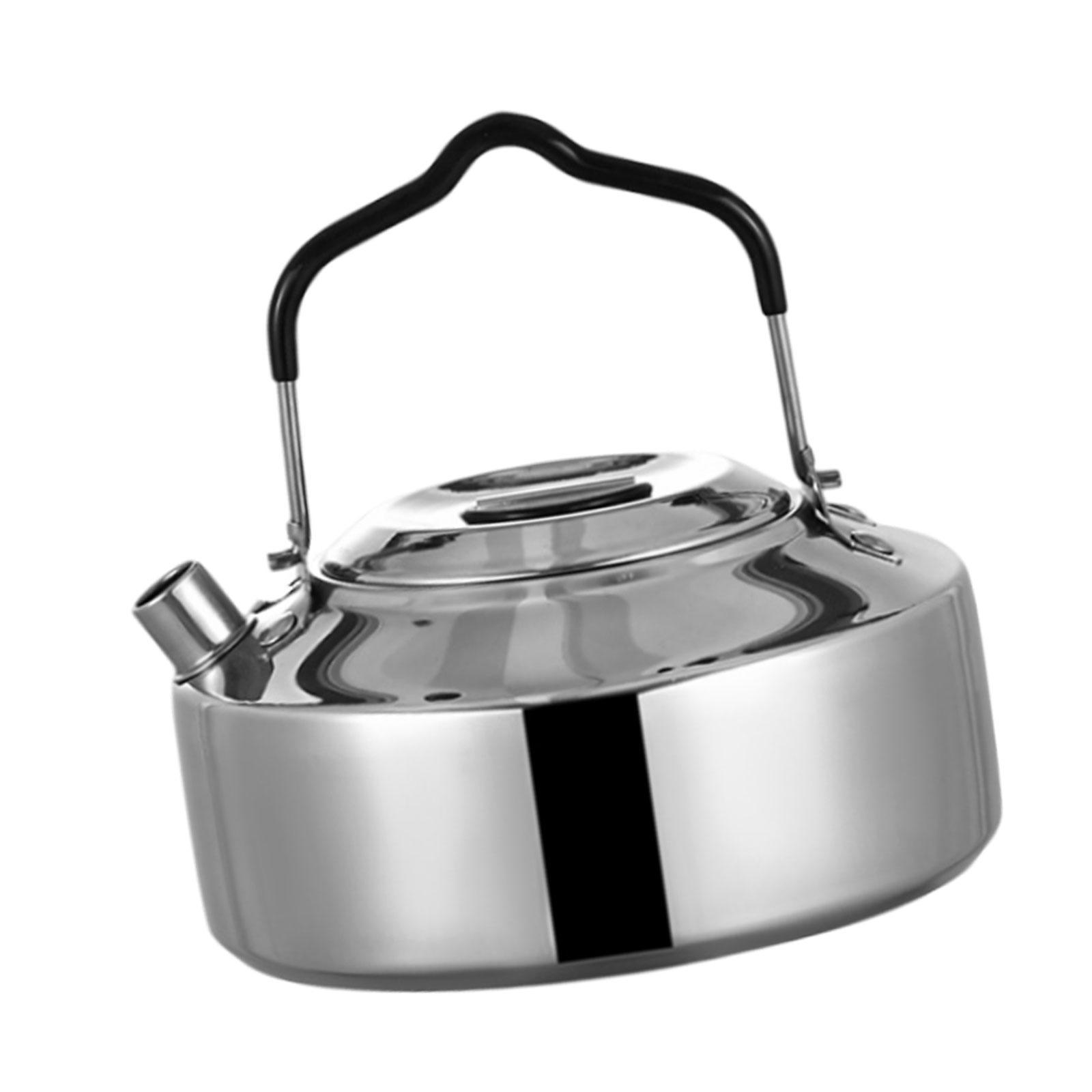 1L Camping Kettle Water Boiler Coffee Pot Easy to Clean Stainless Steel Tea Kettle Tea Pot for Cooking Mountaineering Picnic Hiking Barbecue