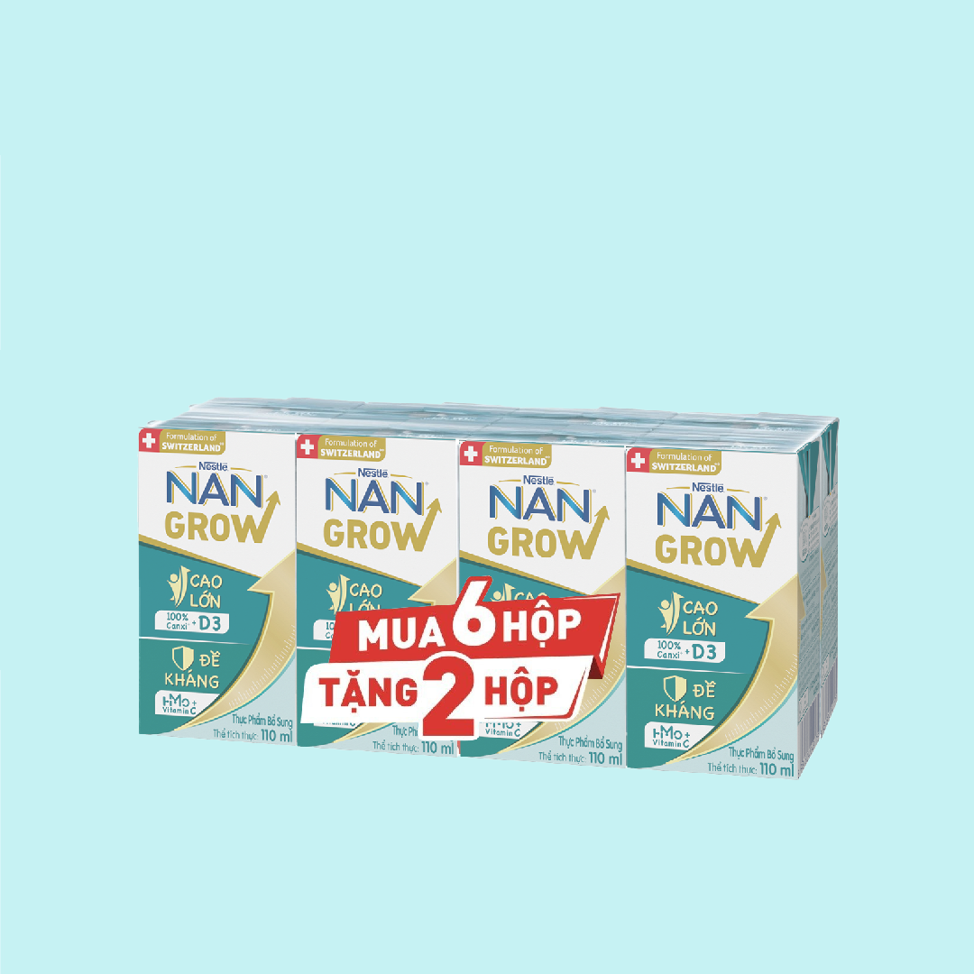 Hình ảnh Lốc 6 tặng 2 Hộp Sữa pha sẵn Nestlé NANGROW 110ml/hộp sữa mát công thức từ Thụy Sĩ 100% Canxi giúp bé cao lớn vượt trội