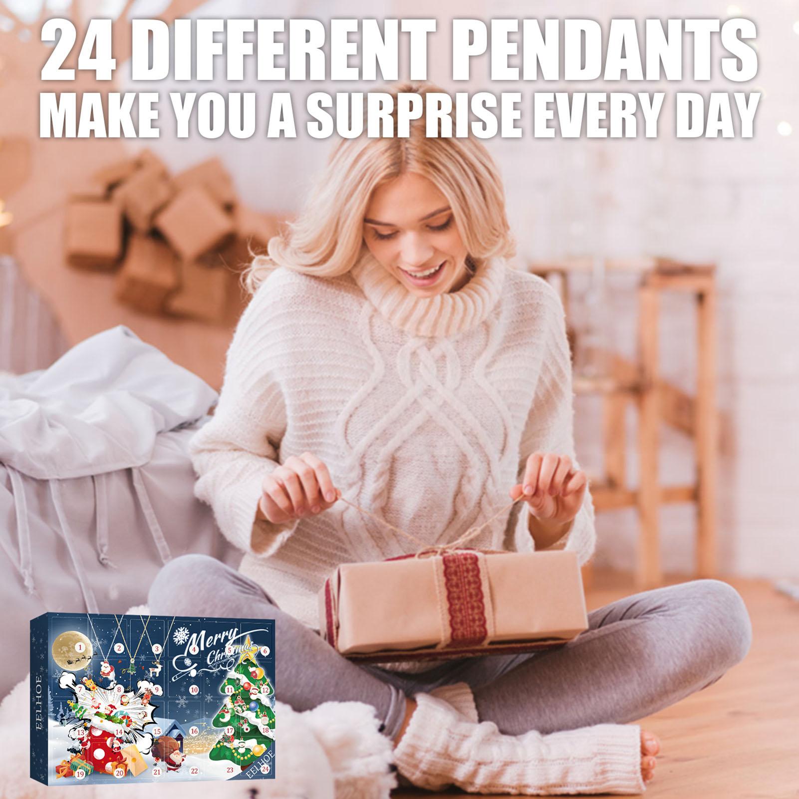 Hộp quà 24 mặt đá dây chuyền dành cho làm quà tặng Giáng sinh bất ngờ