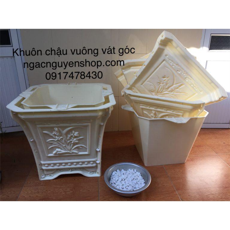 Khuôn chậu vuông vát góc ngang 57cm chéo góc 70cm cao 50cm