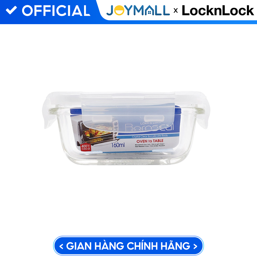 Hộp thủy tinh đựng thức ăn 160ml LocknLock LLG413, Hàng chính hãng, nắp đậy kín, dùng được lò vi sóng - JoyMall