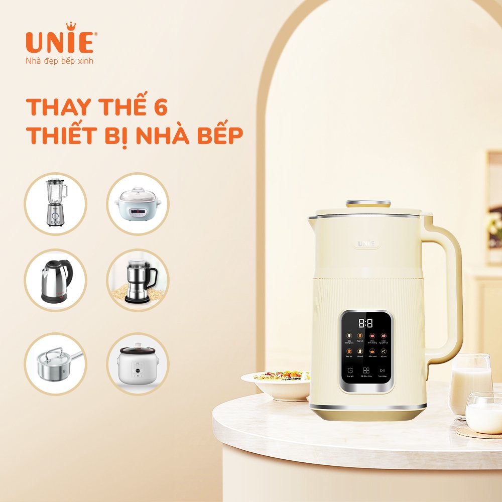 Máy làm sữa hạt UNIE UMB12 Dung tích 1200ml, công suất 1000w, Thiết kế mới thời thượng, chất liệu cao cấp đa tính năng xay nấu - hàng chính hãng