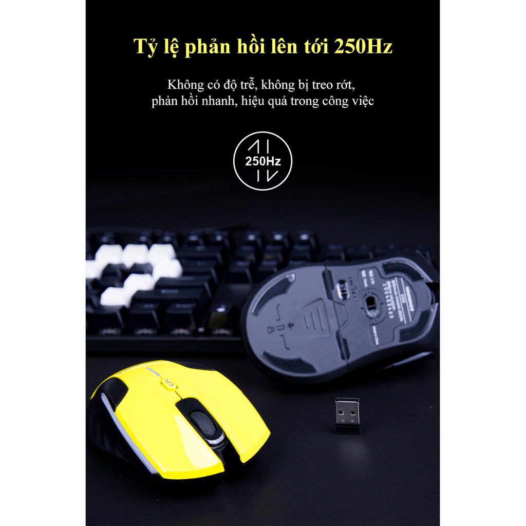Chuột không dây Newmen E500,kết nối 2.4Ghz,1600DPI,công thái học đối xứng,tuỳ chỉnh trọng lượng -Hàng Chính Hãng, bảo hành 24 tháng