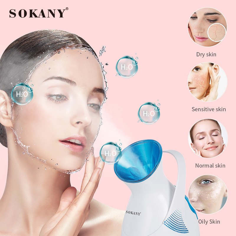 Máy xông mặt SOKANY phun hơi nước mạnh ra đều, cấp ẩm và làm mịn mọi loại da - HÀNG CHÍNH HÃNG - DELIYA