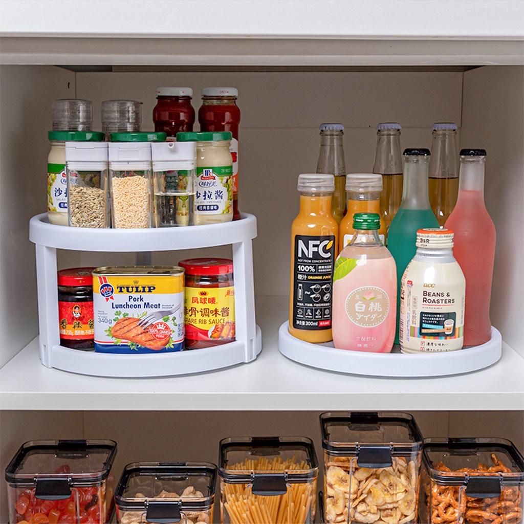 AA Rotatable Spice Box Rack Kitchenware Double-layer Corner Storage Box for Seasoning Bottles