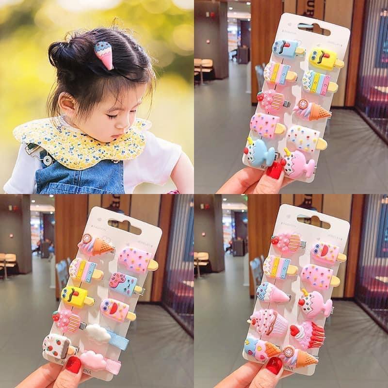 Set 10 kẹp tóc hoạt hình đáng yêu cho bé cực chất