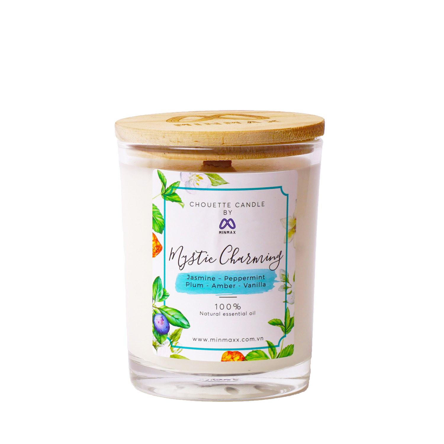 Nến thơm tinh dầu Mystic Charming Chouette Candle MinMax 182g -vanilla, hoa nhài, bạc hà, mận, hổ phách thanh mát sang trọng khử mùi làm quà tặng