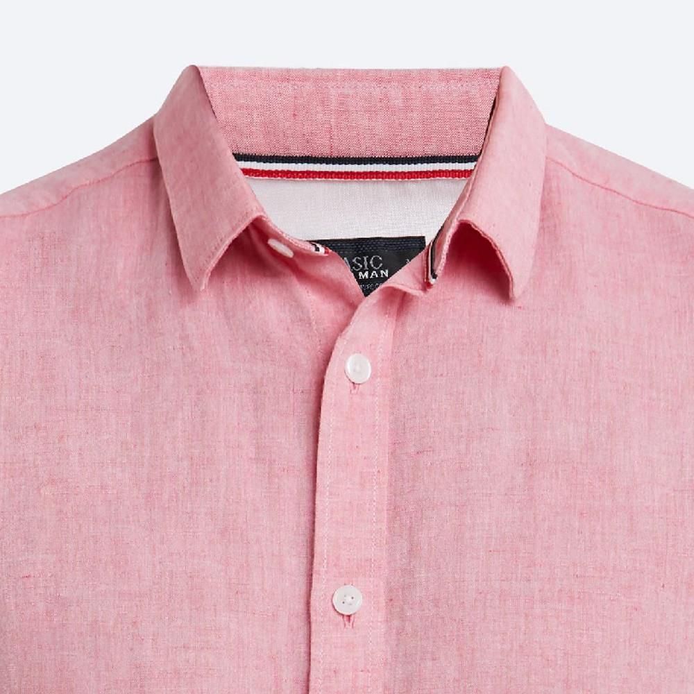 NINOMAXX Áo Sơ Mi Nam ngắn tay dáng regular fit cotton pha lanh 1902036