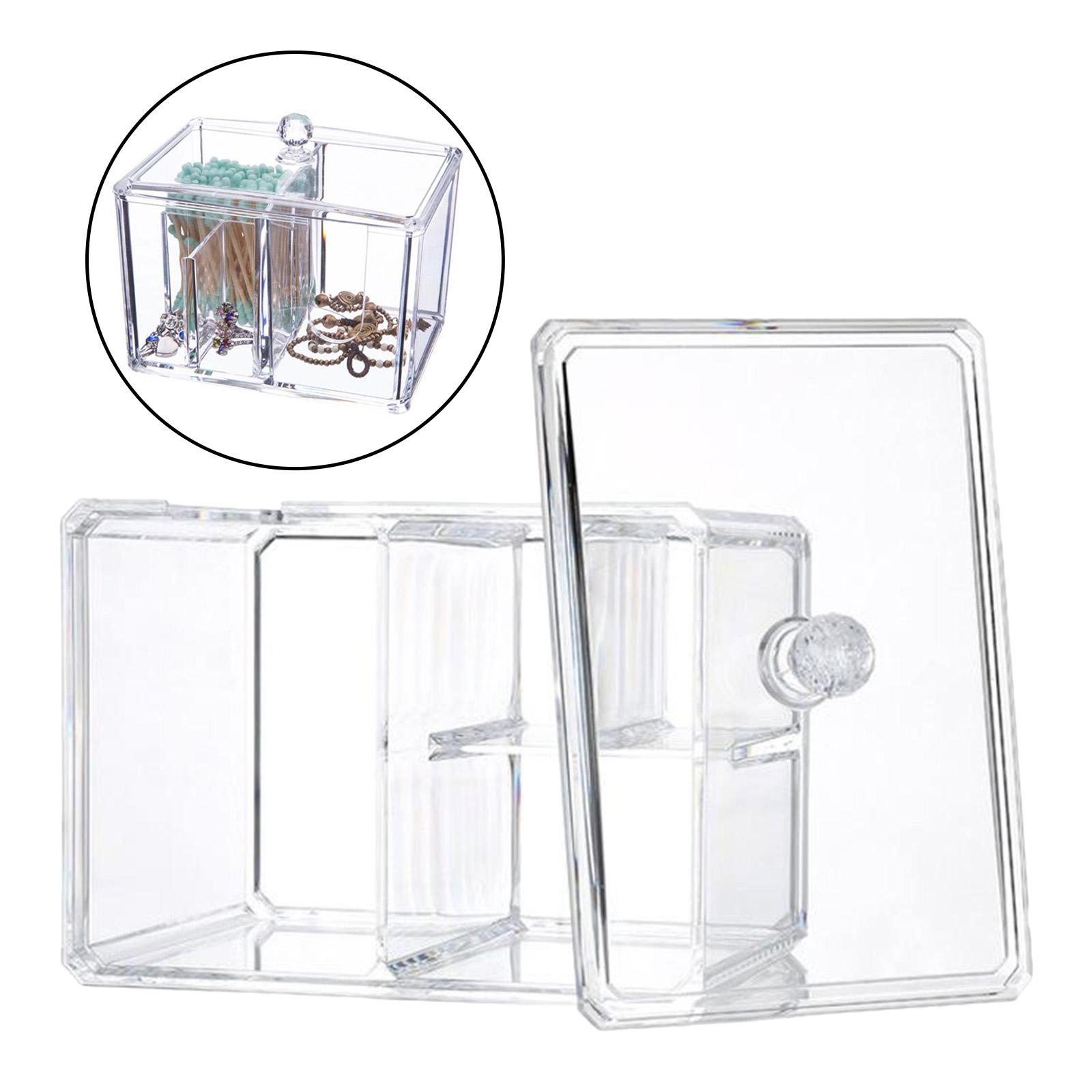 4-Grid Cotton Pads Swab Holder Container Case with Lid Easy to use