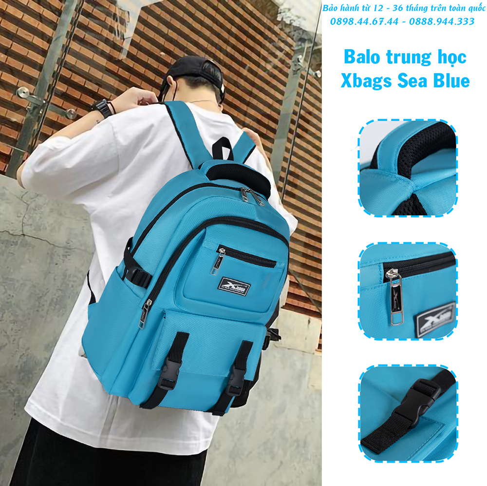 Balo Trung Học Chống Nước Tiện Lợi Xbags Sea Blue Xb 3201 Bền Màu, Chống Bám Bụi Hiệu Quả